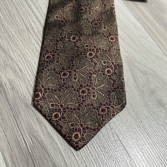 CP Carol Palazzi Couture Multi Color Silk Mens Neck Tie Classic Burgundy Tan - Picture 4 of 7